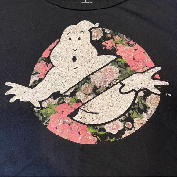 Recycled Karma Floral Ghost Busters Black Short Sleeve Top Size 1 - Picture 2 of 5